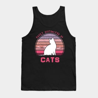 Easily Distracted By Cats Pink Sunset Tank Top